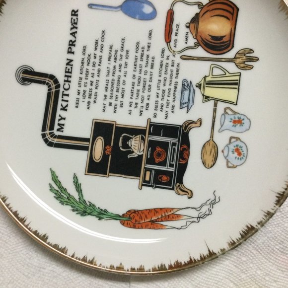 Vintage My Kitchen Prayer Ceramic Plate made in Japan kitchen wall decor 10" - Picture 5 of 6